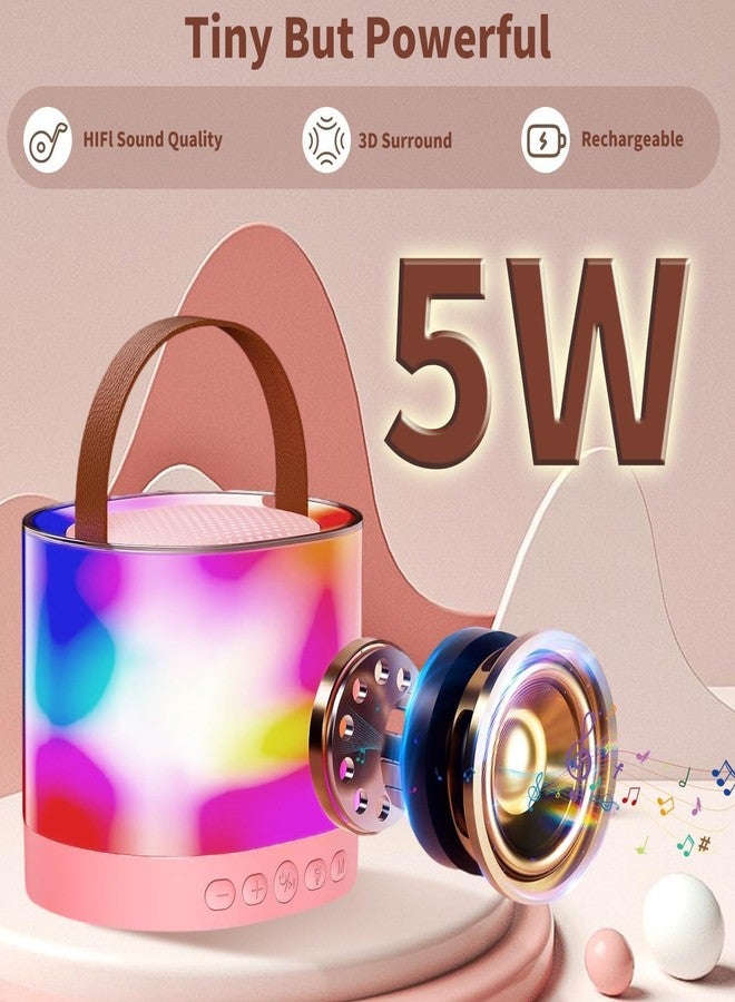 QLECT Portable Karaoke Bluetooth Speaker with Wireless Mic, 5W HiFi Sound, RGB LED Lights, Voice Change Effects, Rechargeable, for Kids & Adults, Home & Outdoor Party(Pink) - Image 2